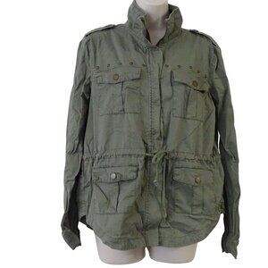 Seventeen Green Utility Jacket Women Size XL Cinch Waist Snap Detail Military